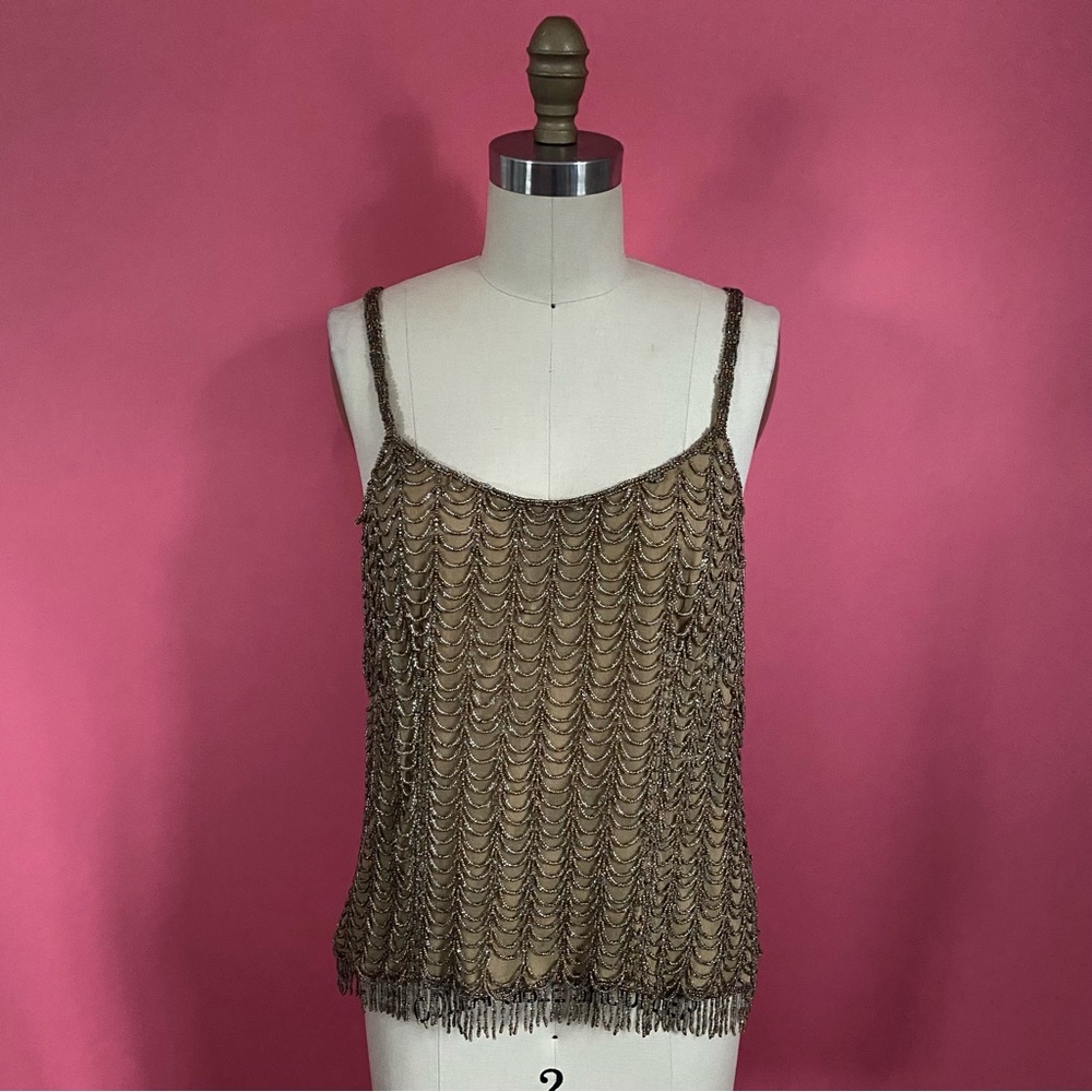 Vintage 90s/Y2K Soft Goth Fairy Grunge Medieval Beaded Embellished Tank Top L
